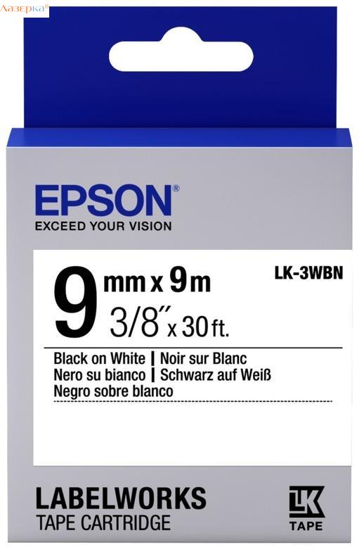 Epson LK-3WBN Tape | C53S653003 9мм оригинальная лента для наклеек 9 м, черный на белом