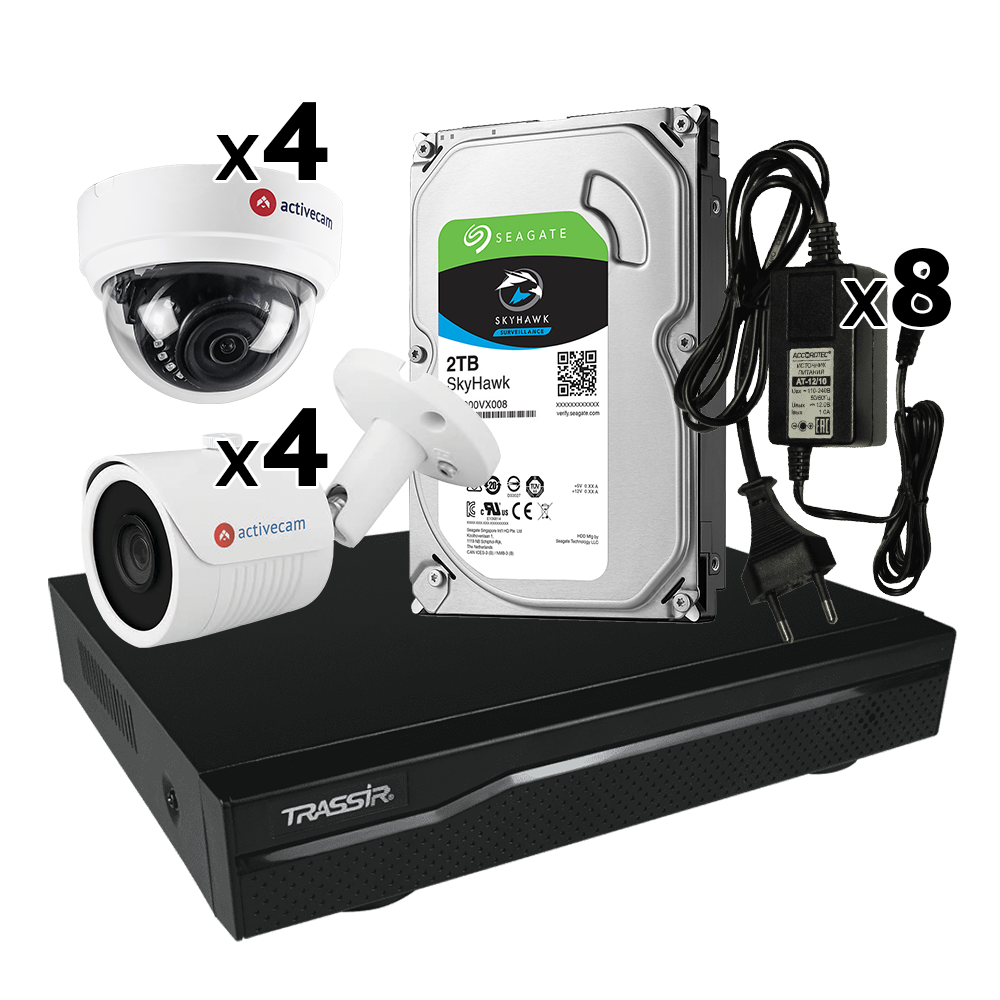 Аналоговый комплект видеонаблюдения на 8 камер с разрешением 2 Мп