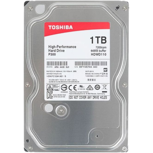 Жесткий диск 3.5" SATA3 1Тб Toshiba P300, 7200rpm 64mb ( HDWD110UZSVA ) OEM