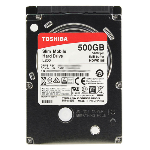 Жесткий диск 2.5" SATA3 500Мб Toshiba L200, 5400rpm 8mb ( HDWK105UZSVA ) OEM