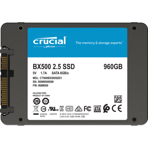 Накопитель 2.5" SSD SATA3 960Гб Crucial BX500 ( CT960BX500SSD1 )